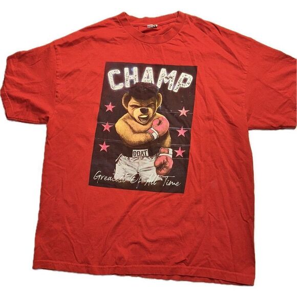 Alstyle Other - GOAT CHAMP Red‎ T-Shirt Men’s Size 2XL Boxing Teddy Bear Greatest Of All Time